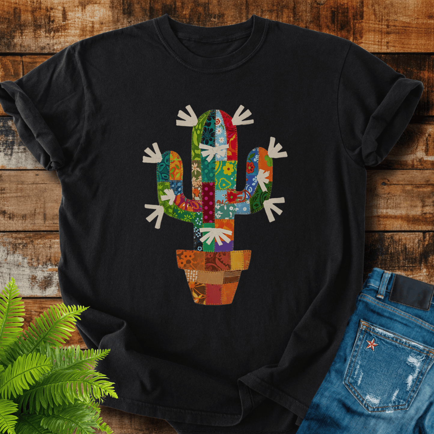 Faux Patchwork Cactus T-shirt