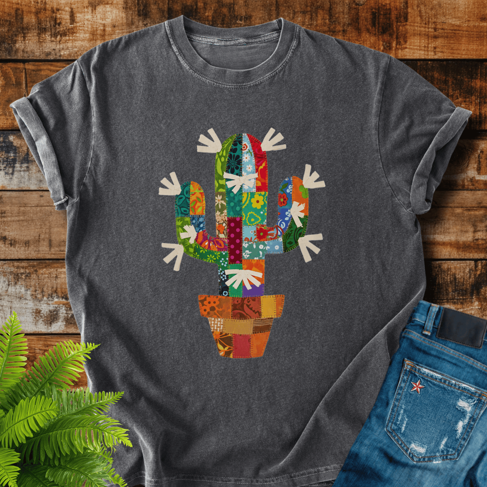 Faux Patchwork Cactus T-shirt