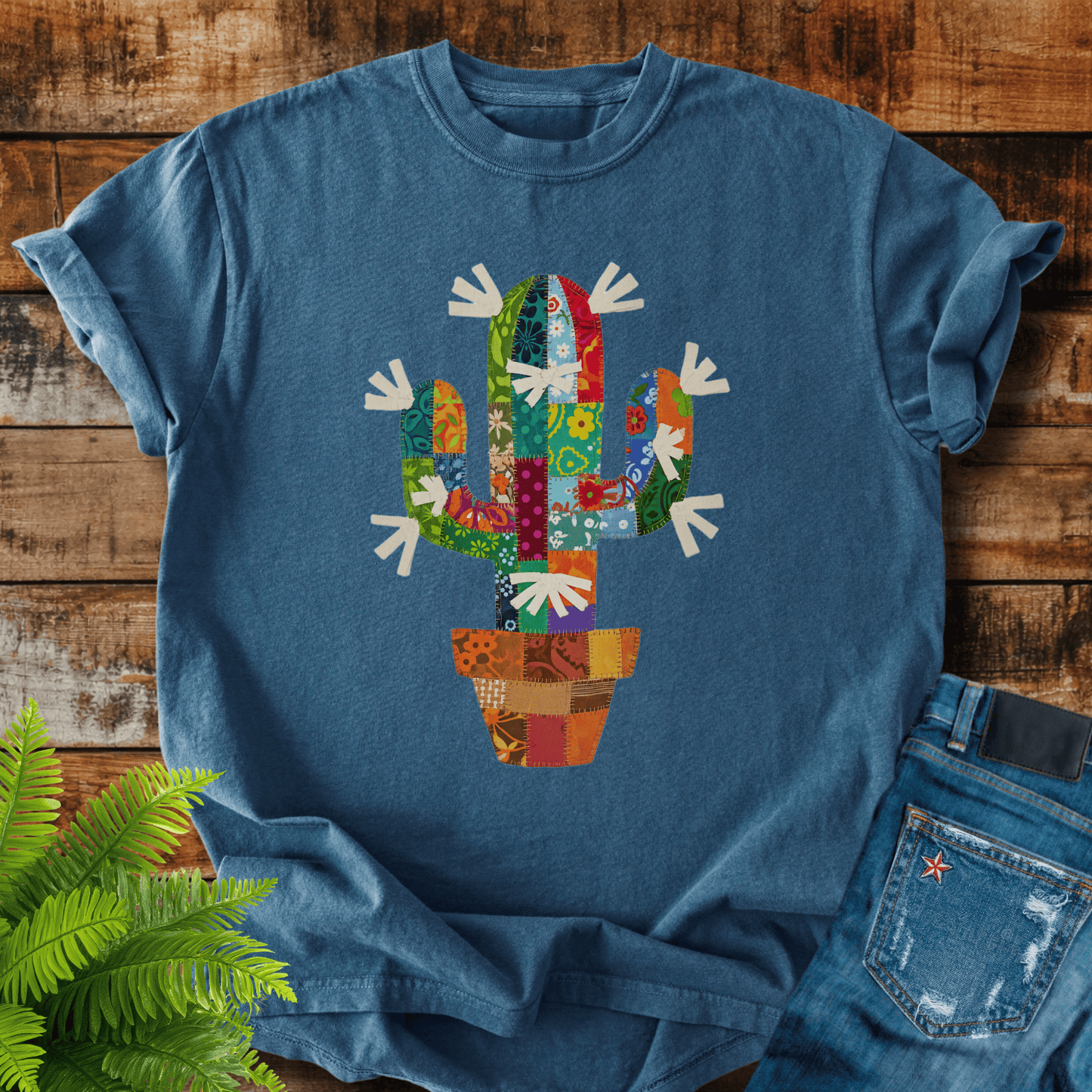 Faux Patchwork Cactus T-shirt