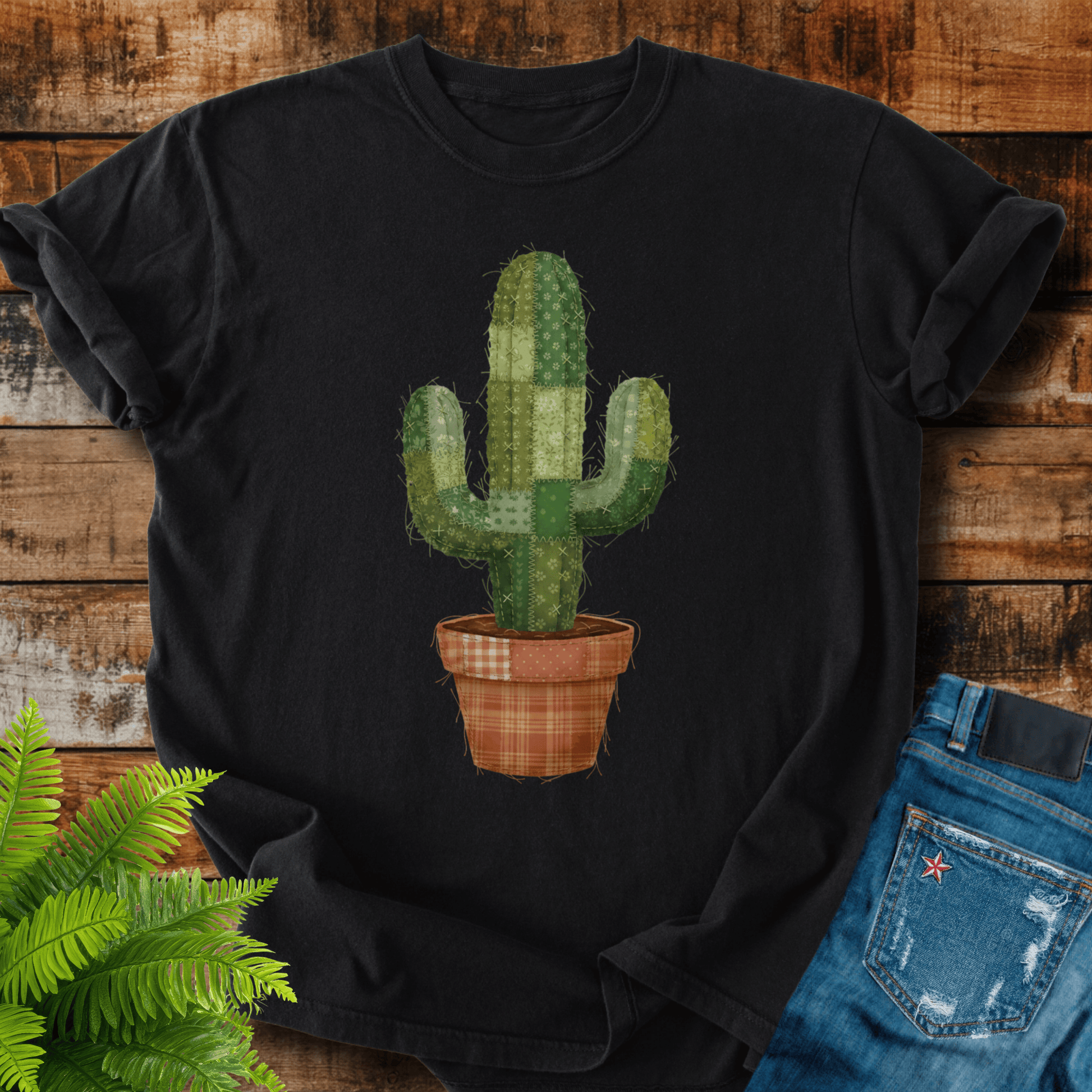 Faux Patchwork Cactus T-shirt