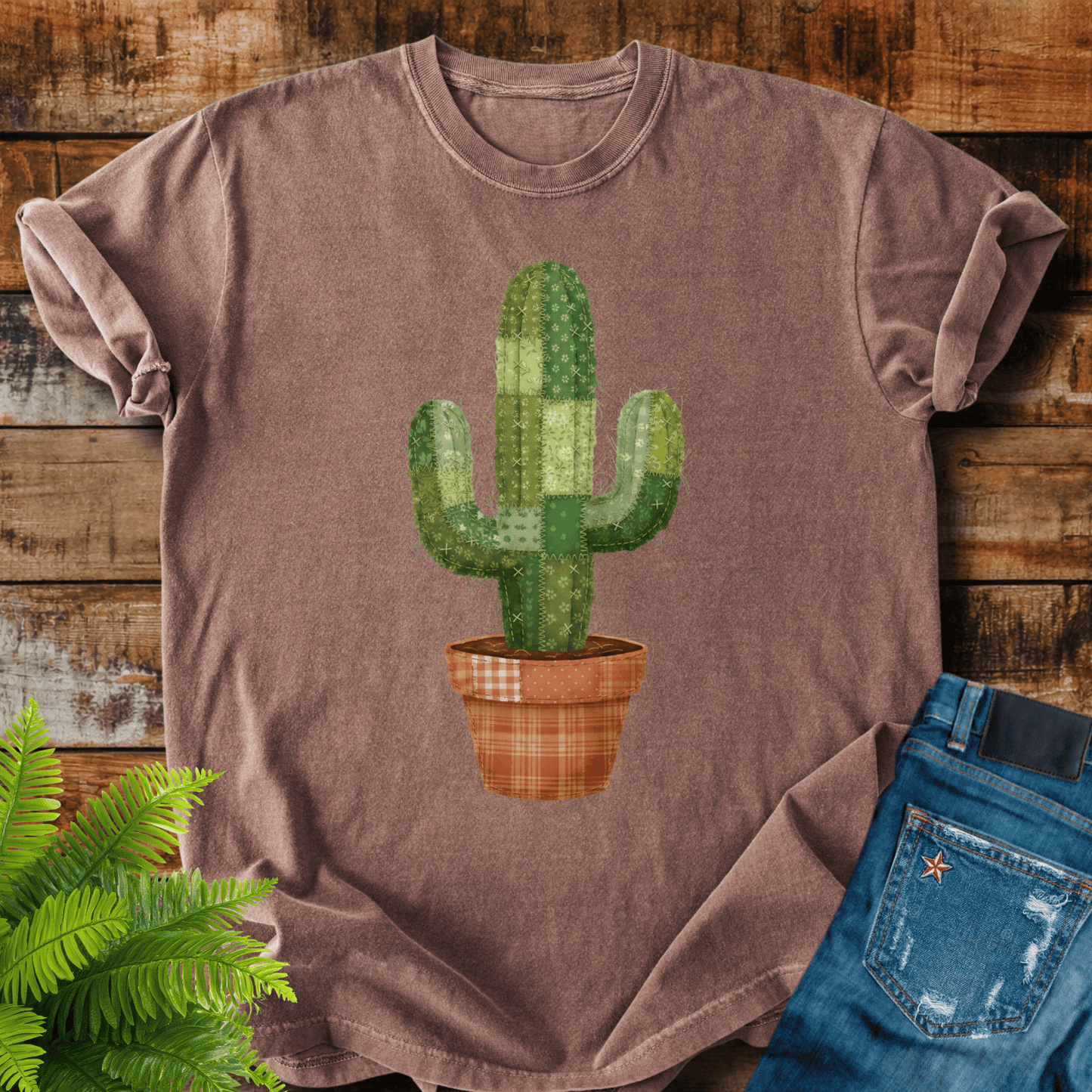 Faux Patchwork Cactus T-shirt