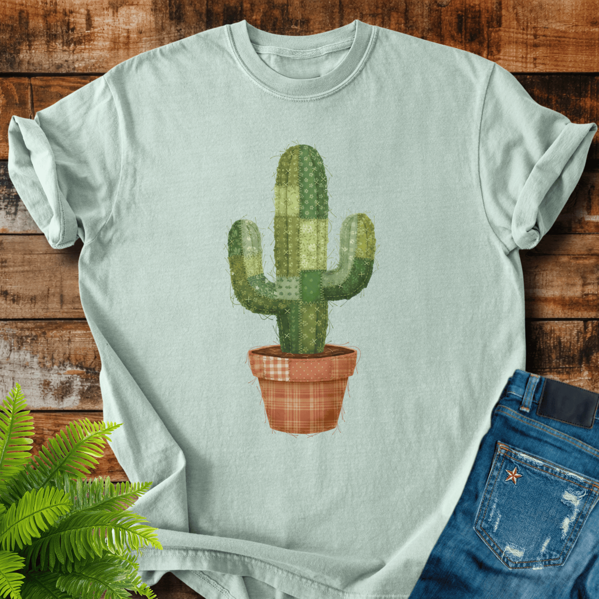 Faux Patchwork Cactus T-shirt