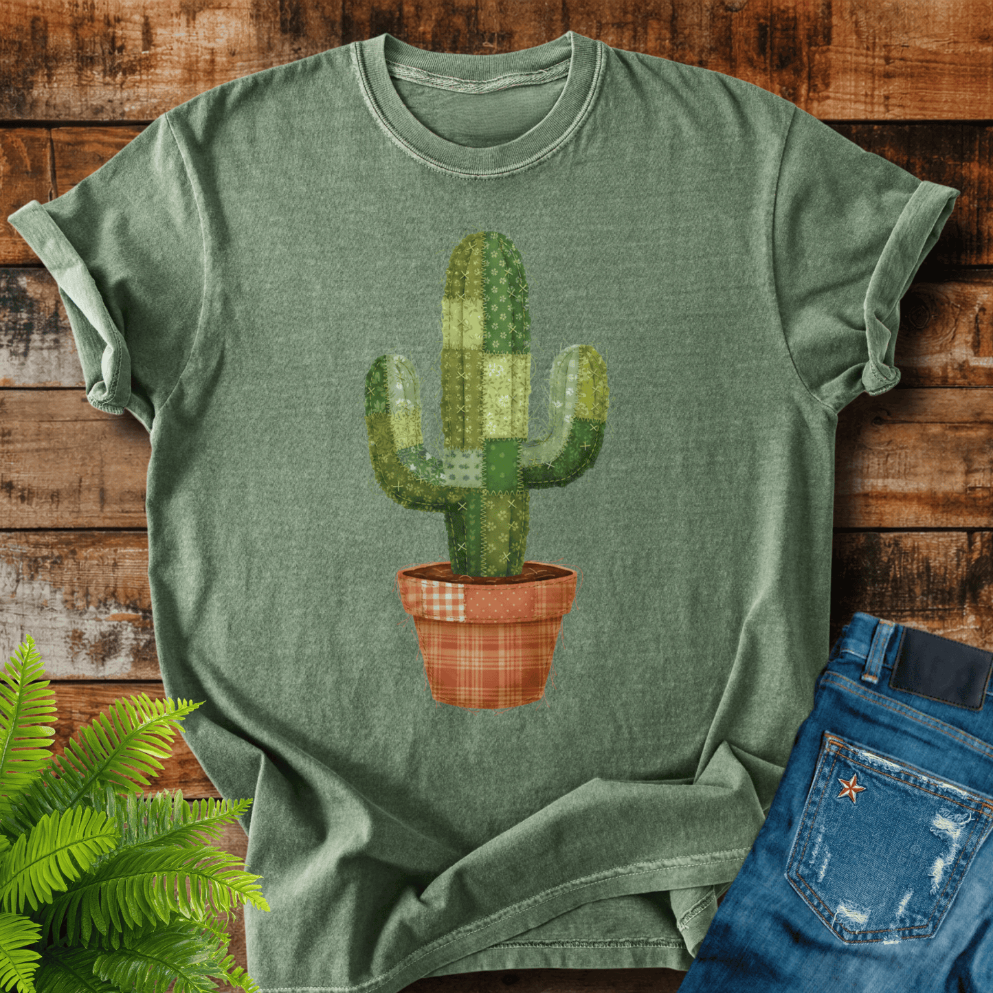 Faux Patchwork Cactus T-shirt