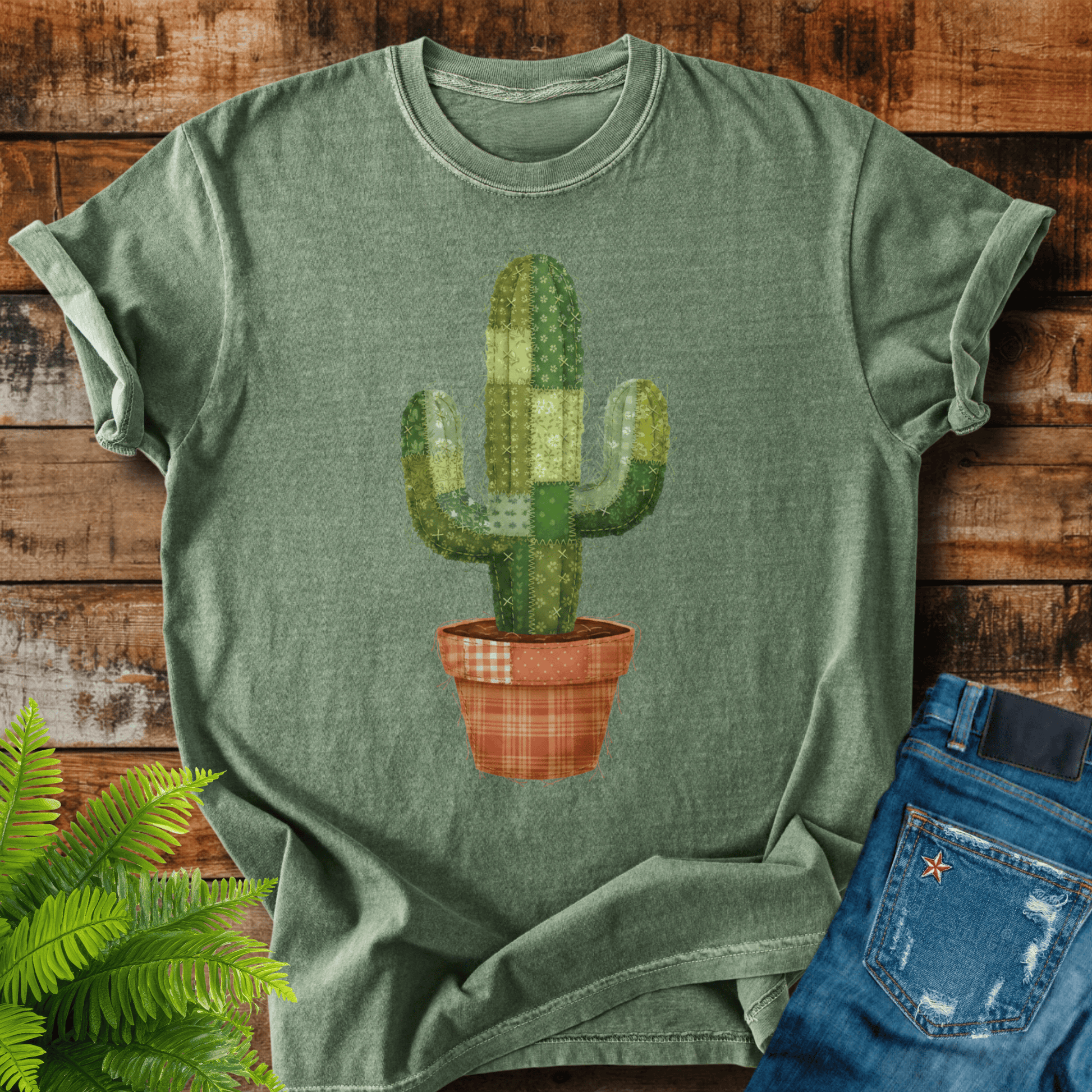 Faux Patchwork Cactus T-shirt