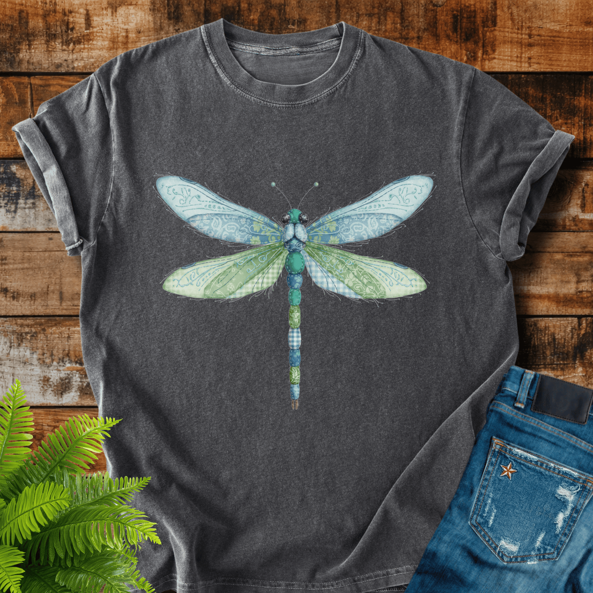 Faux Patchwork Dragonfly T-shirt