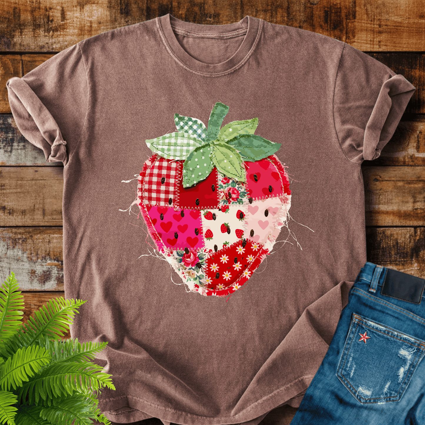 Faux Patchwork Strawberry T-shirt