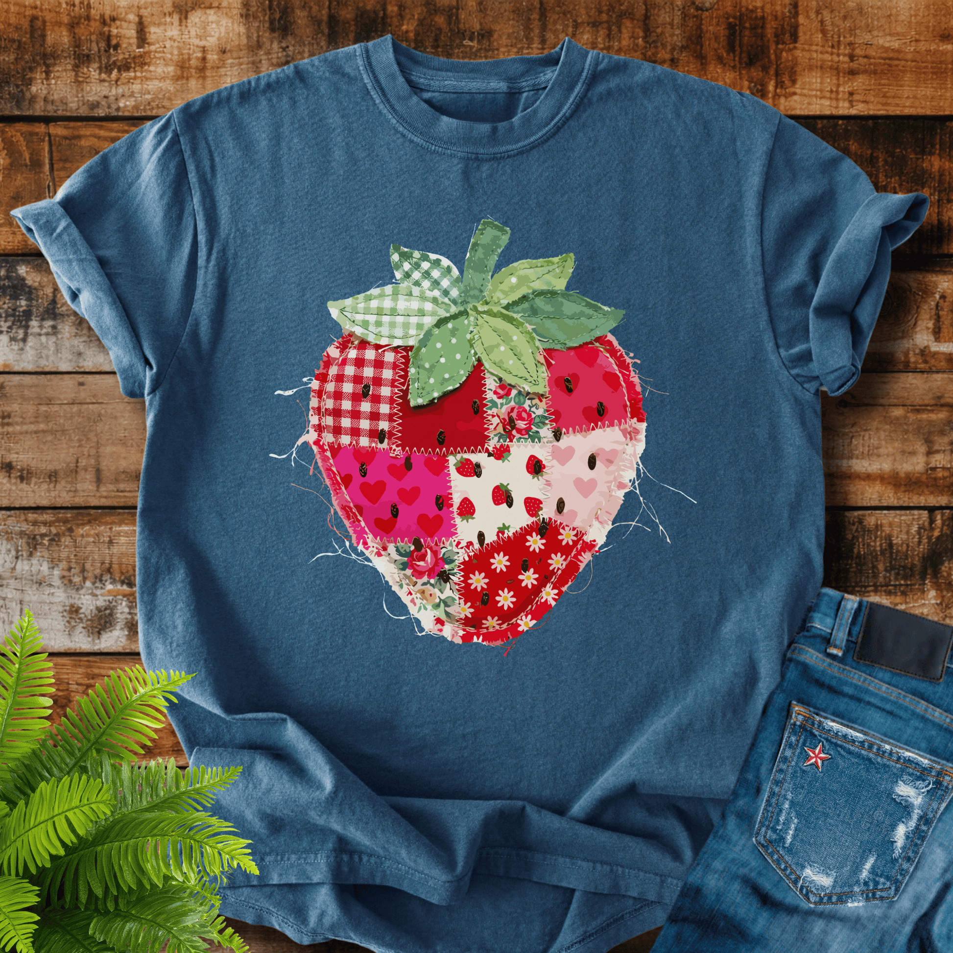 Faux Patchwork Strawberry T-shirt