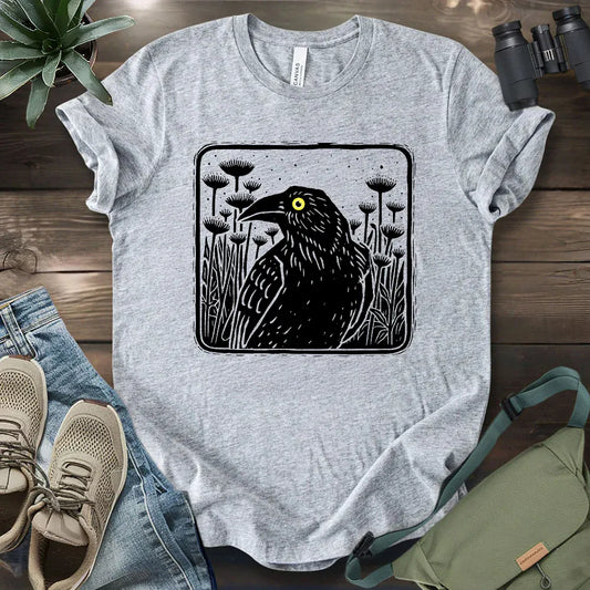Floral Crow Silhouette T-shirt