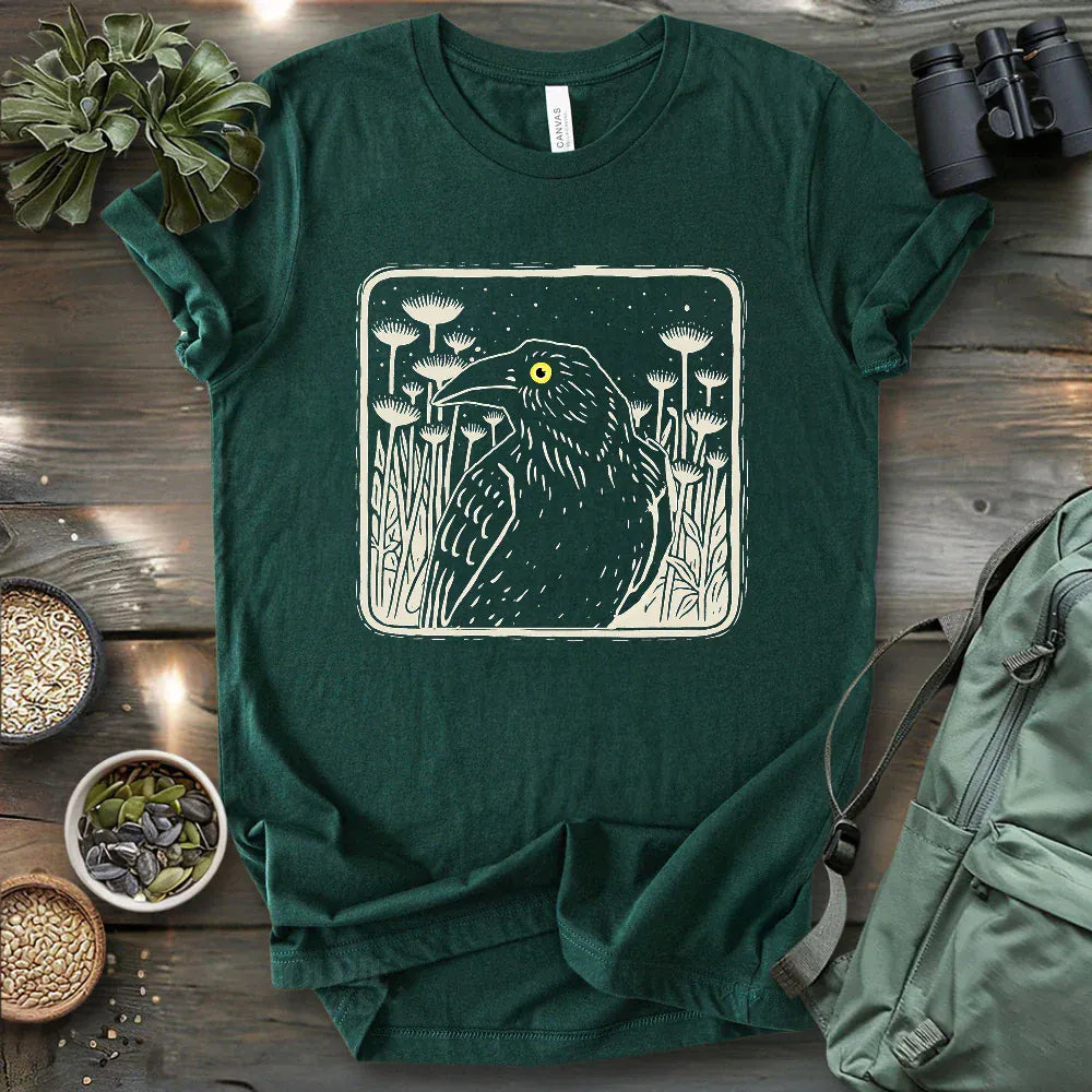Floral Crow Silhouette T-shirt