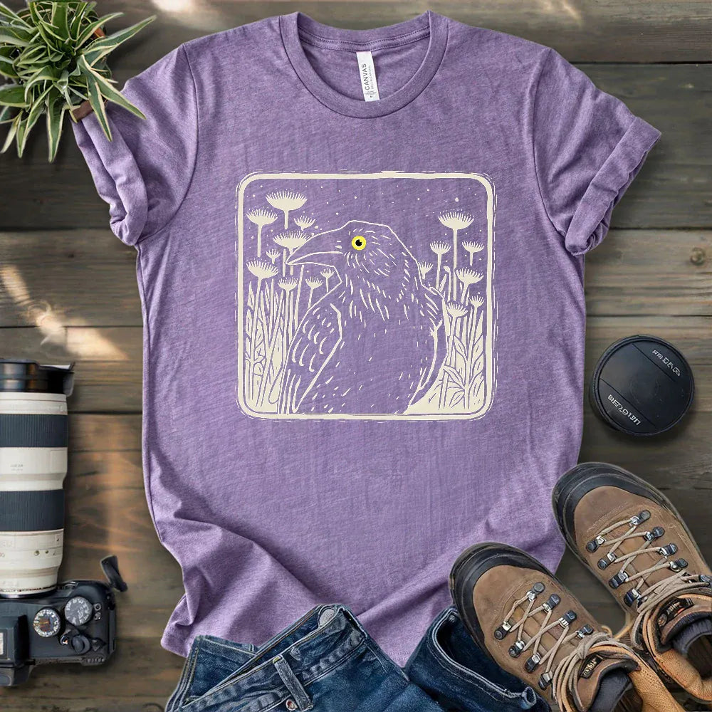 Floral Crow Silhouette T-shirt
