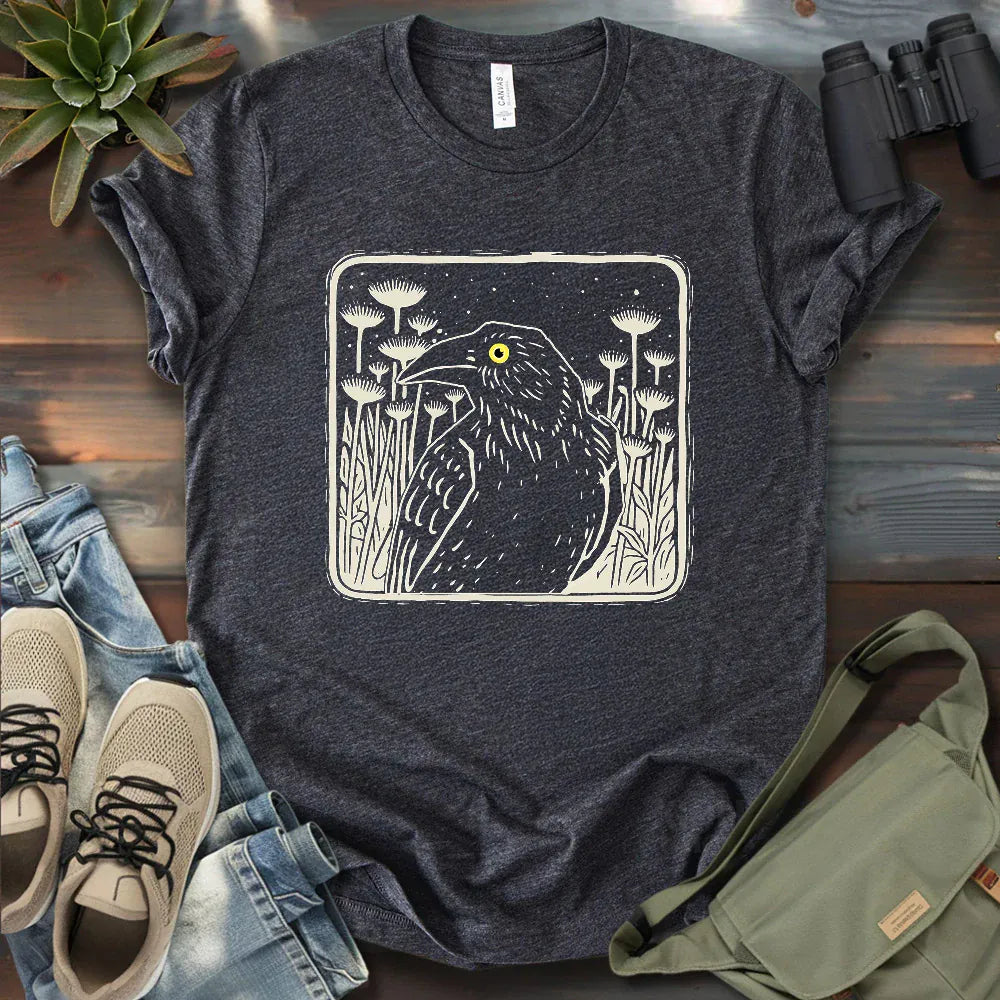Floral Crow Silhouette T-shirt