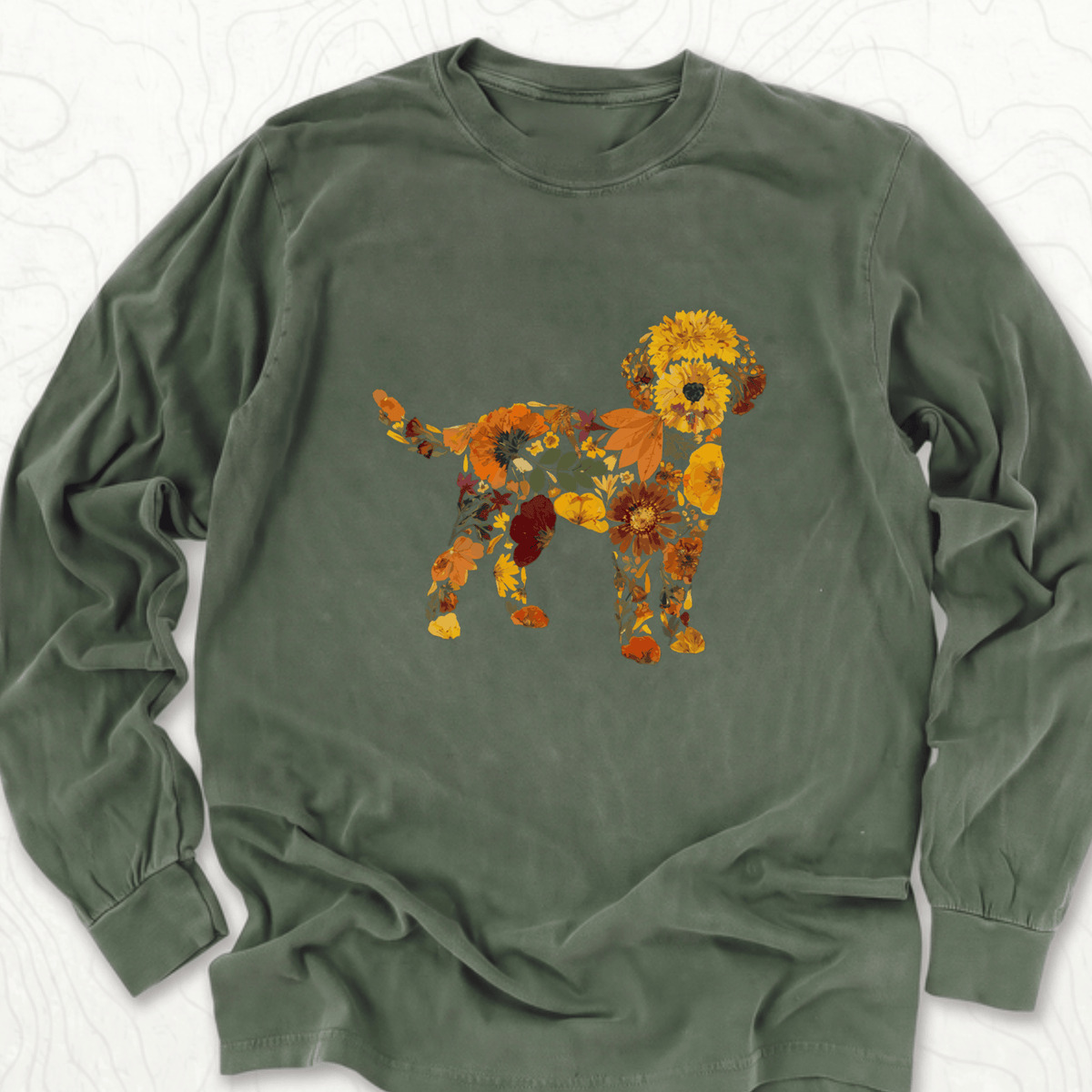 Floral Dog LS T-shirt