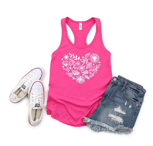Floral Heart Women's Racerback Tank Top