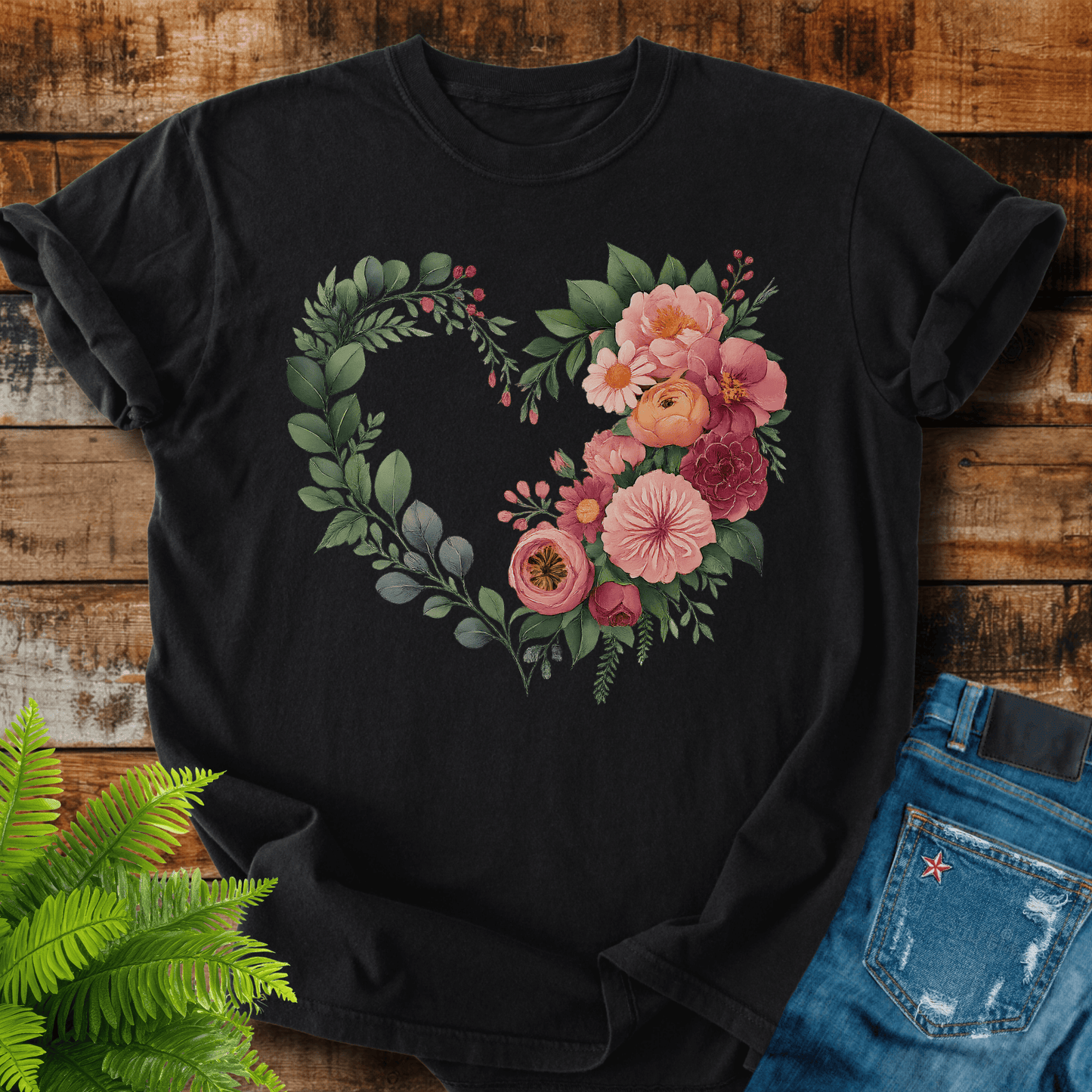 Floral Heart Wreath T-shirt