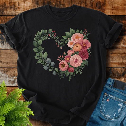 Floral Heart Wreath T-shirt