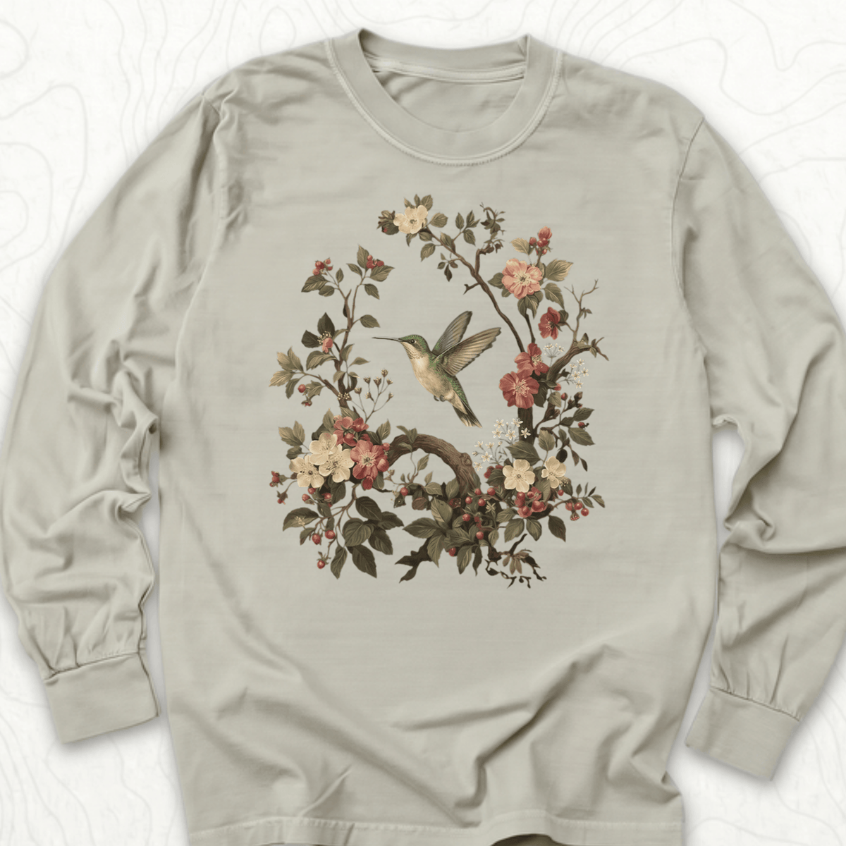Floral Hummingbird LS T-shirt