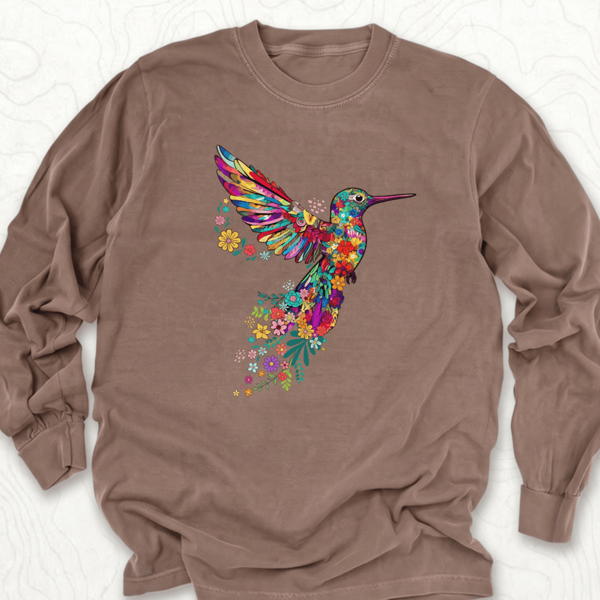 Floral Hummingbird LS T-shirt