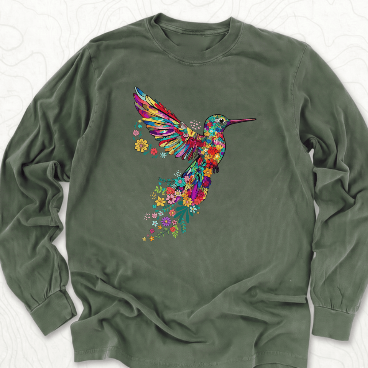 Floral Hummingbird LS T-shirt