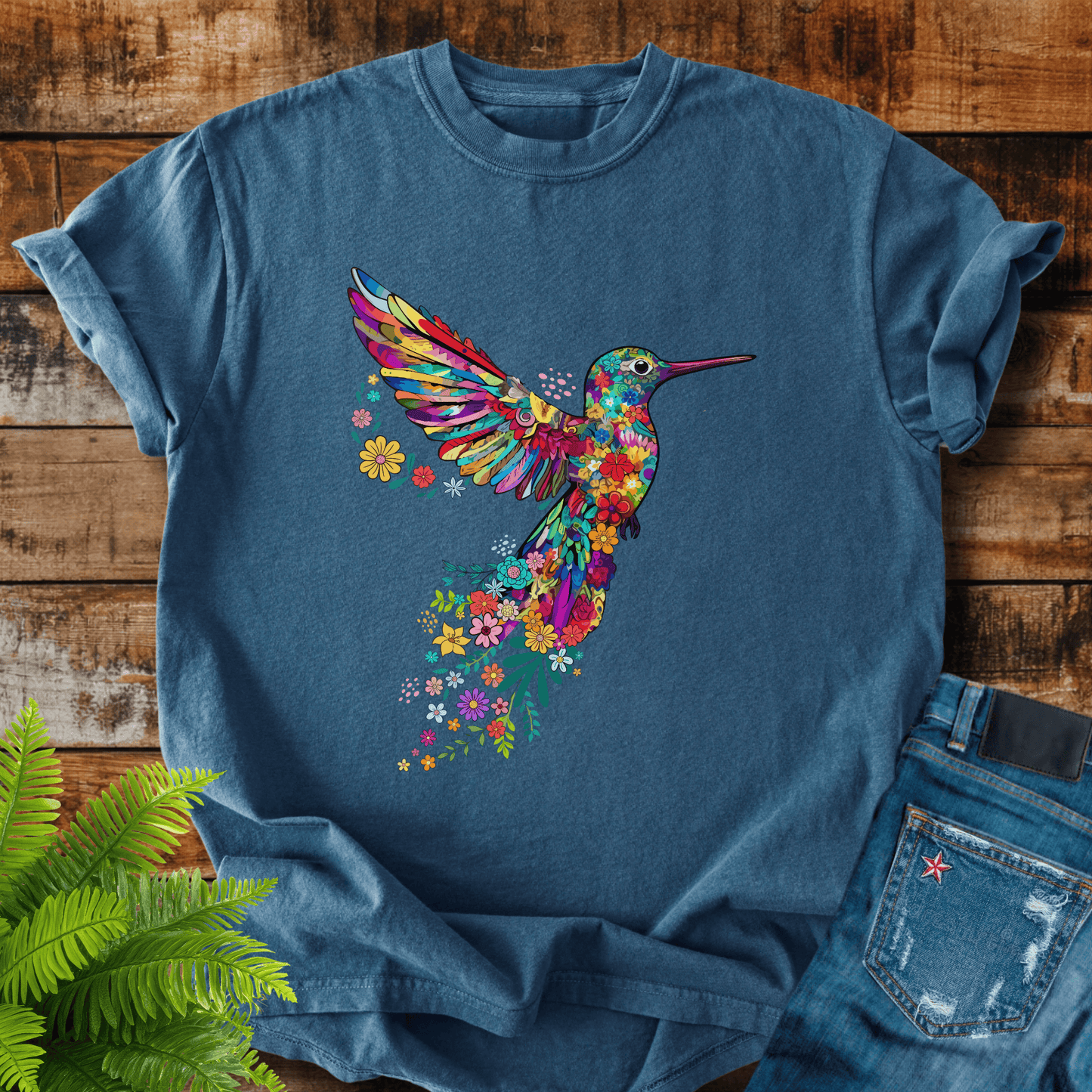 Floral Hummingbird T-shirt