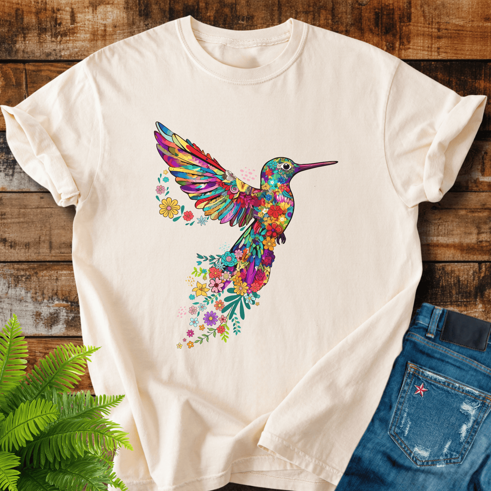 Floral Hummingbird T-shirt