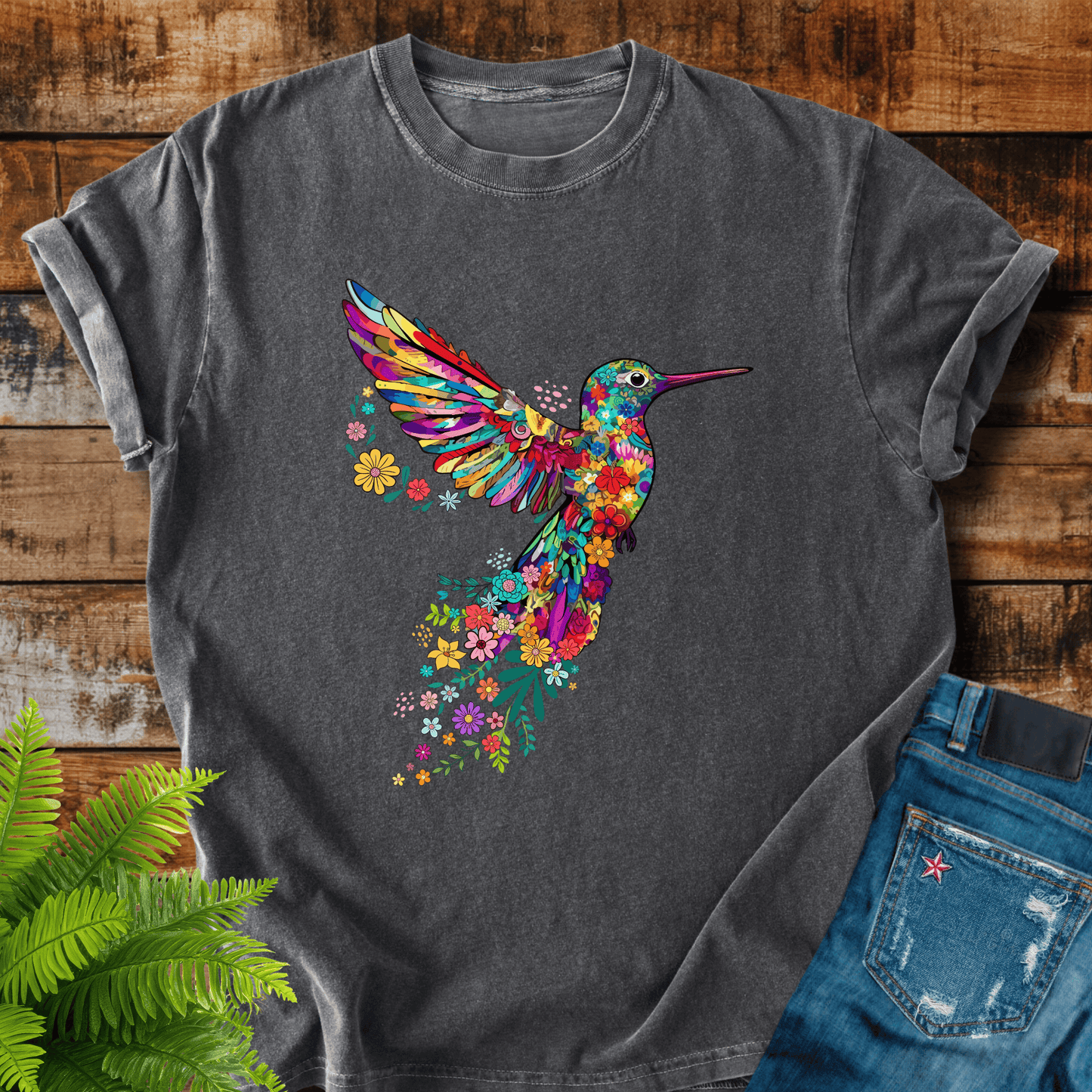 Floral Hummingbird T-shirt