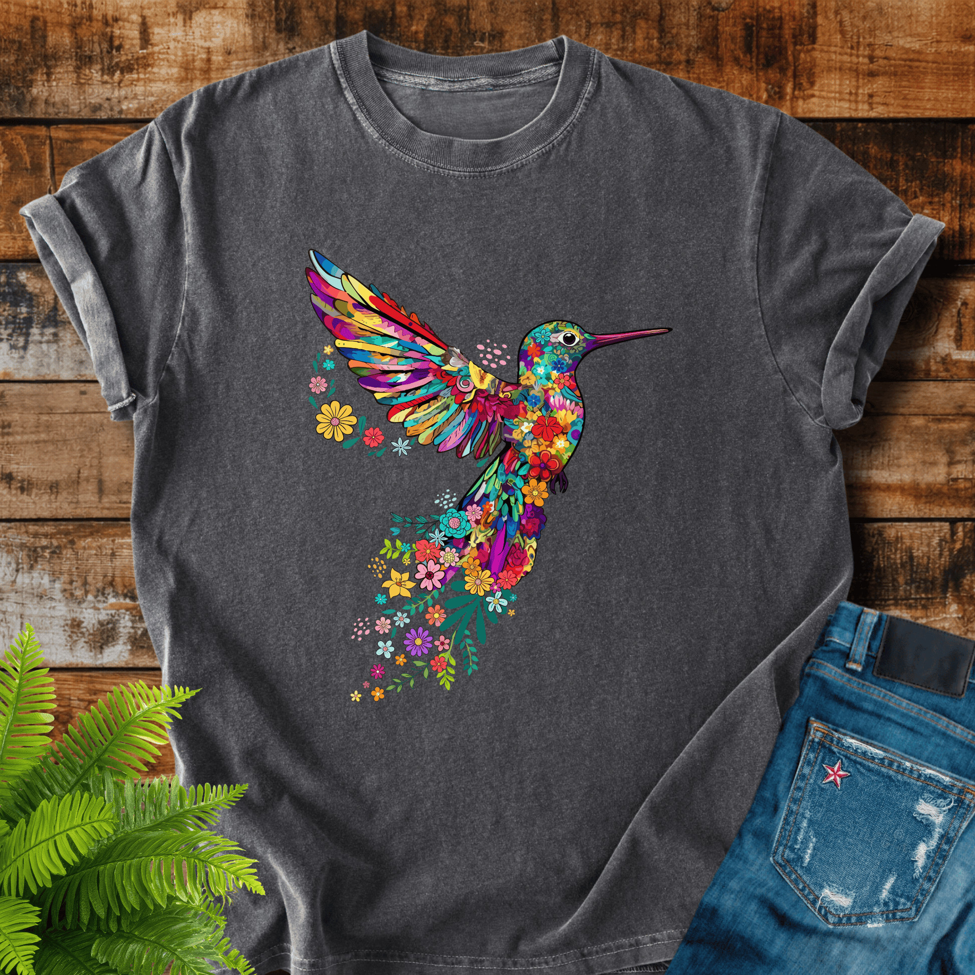 Floral Hummingbird T-shirt