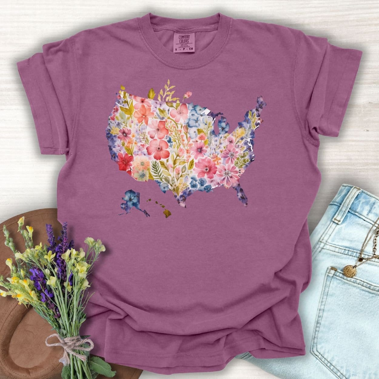 Floral Map of the USA T-Shirt
