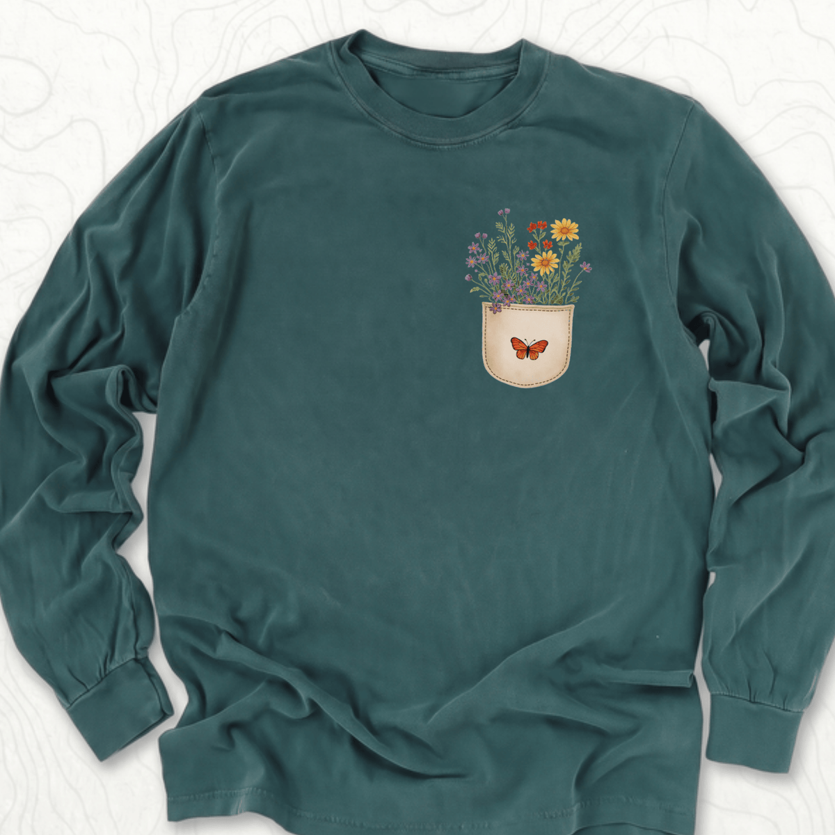 Floral Pocket LS T-shirt