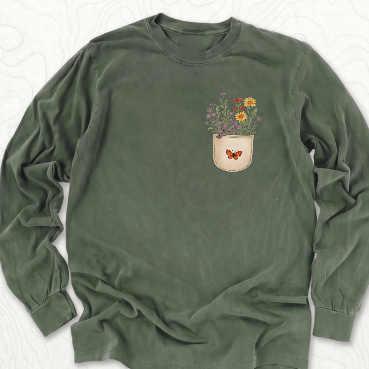 Floral Pocket LS T-shirt