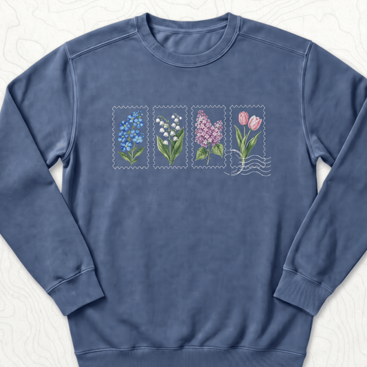 Floral Postage Stamps Sweatshirt