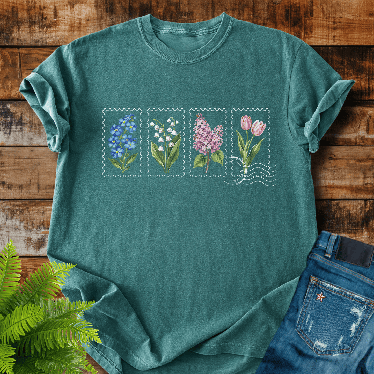 Floral Postage Stamps T-shirt