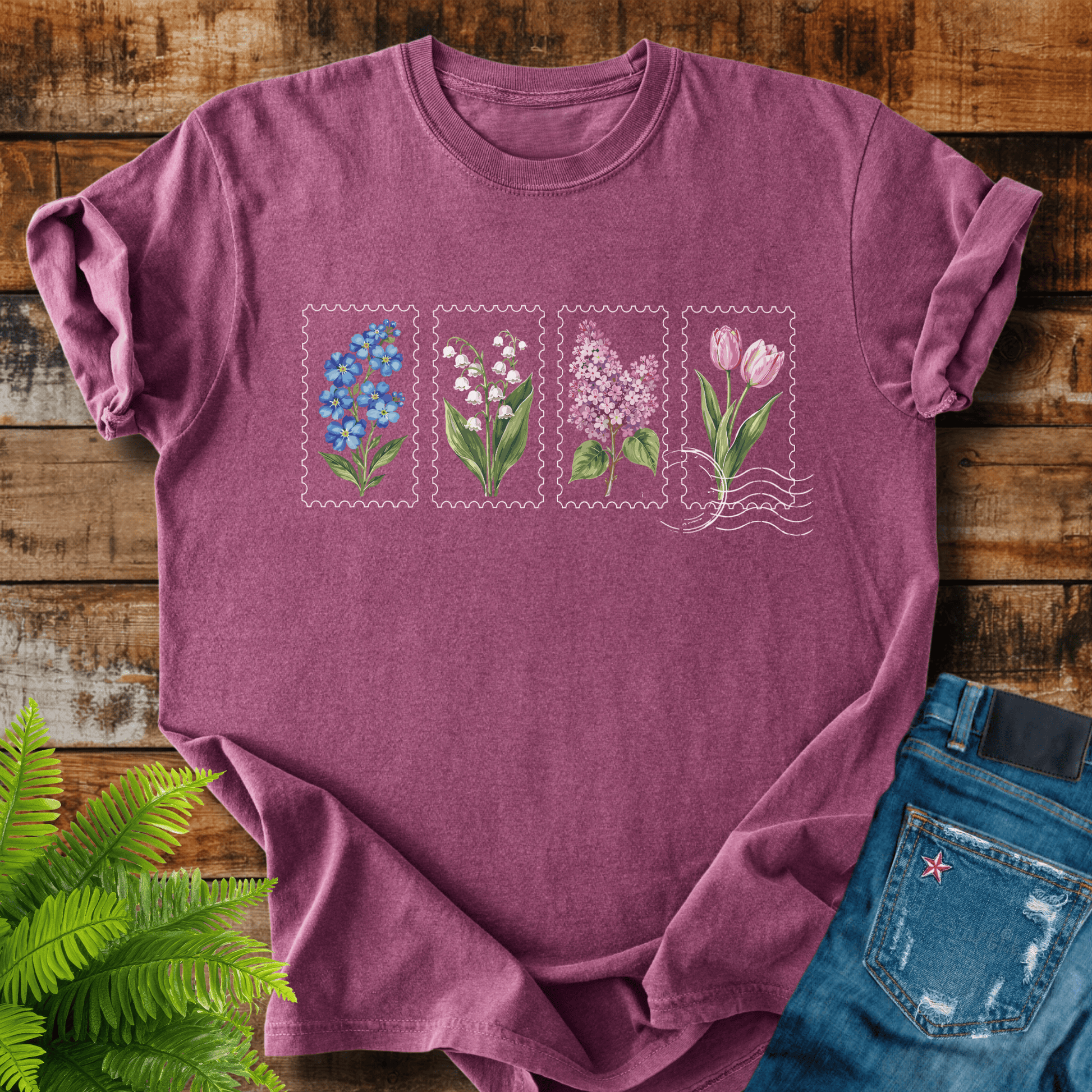 Floral Postage Stamps T-shirt