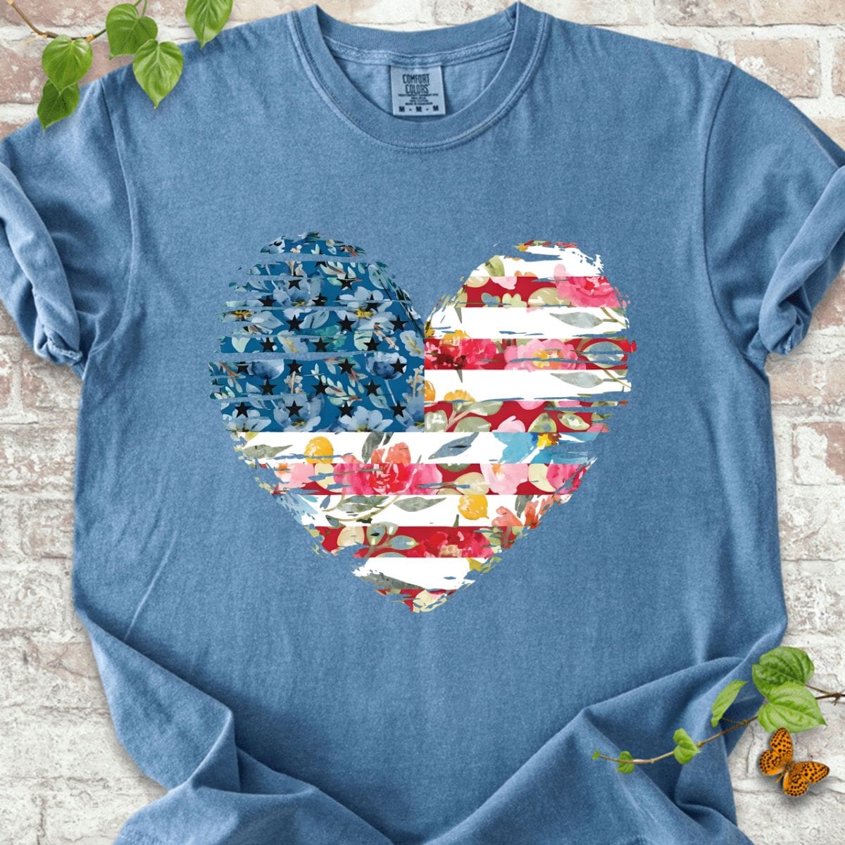 Flowers Heart America T-Shirt