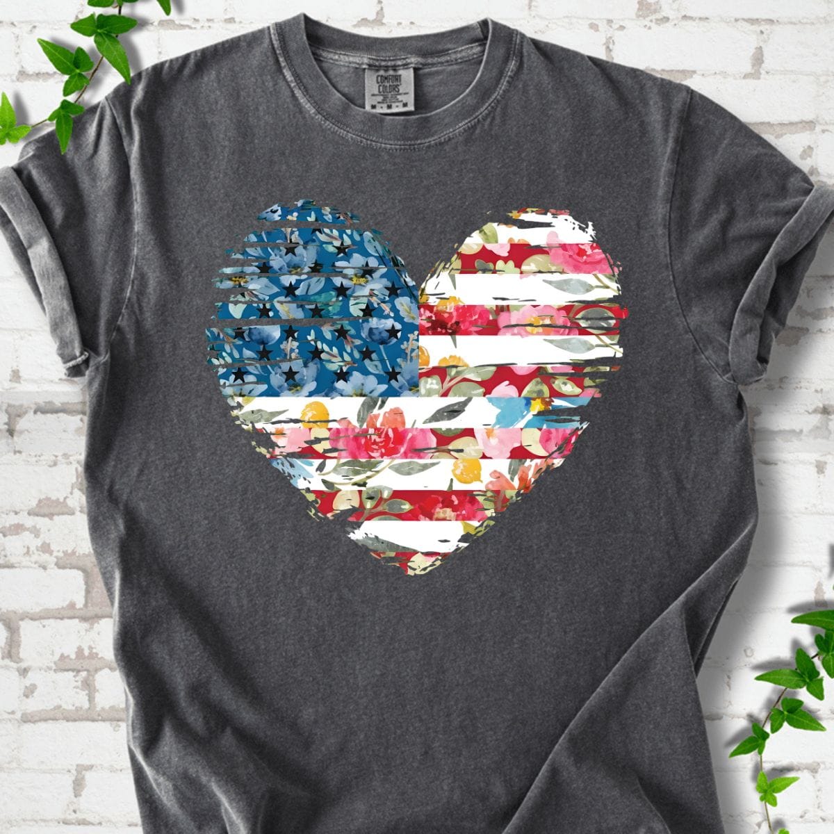 Flowers Heart America T-Shirt
