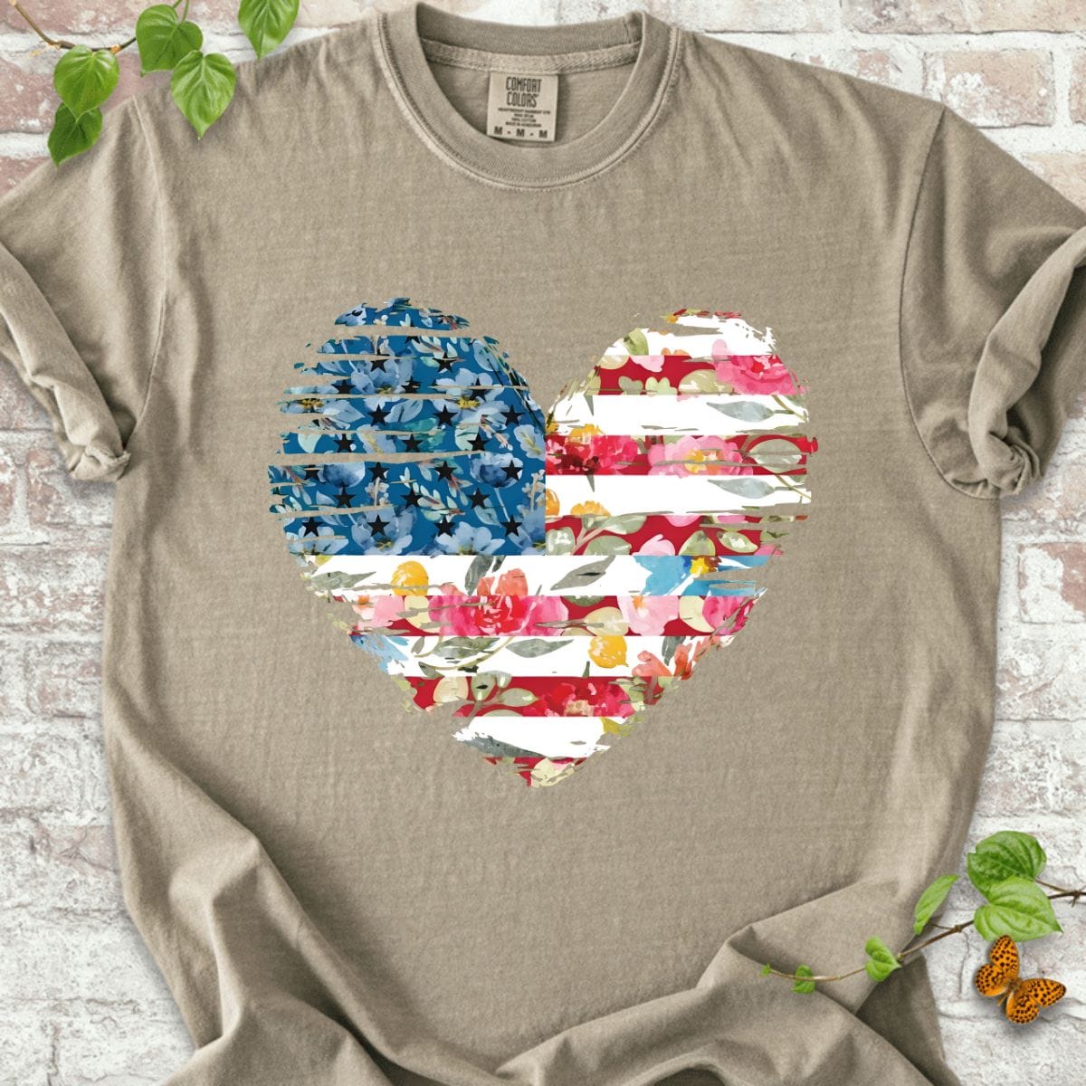 Flowers Heart America T-Shirt