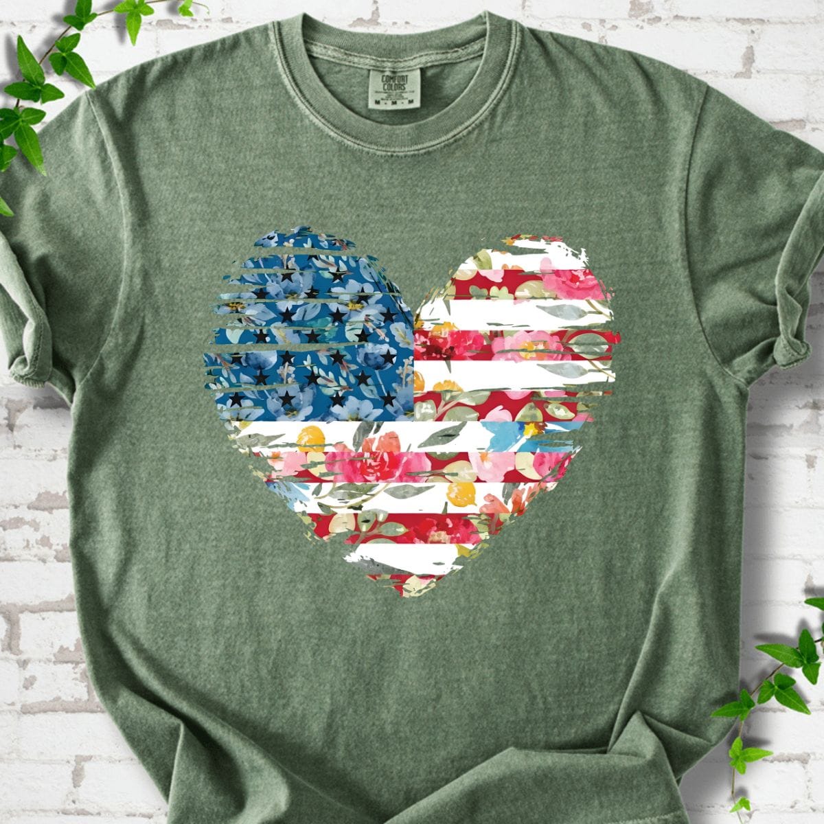 Flowers Heart America T-Shirt