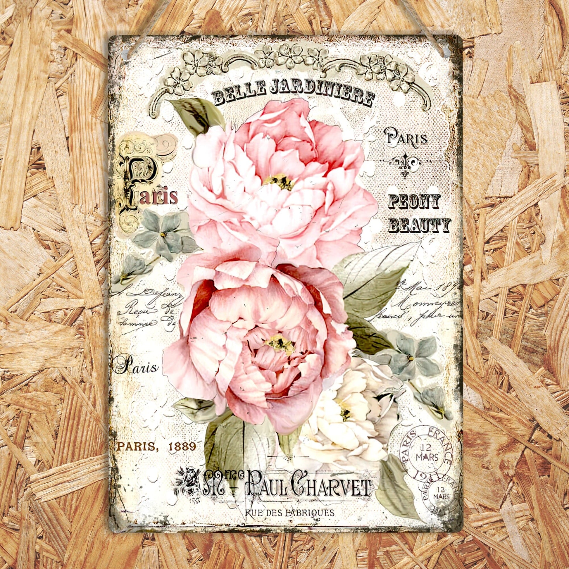 Flowers Vintage French Metal Sign