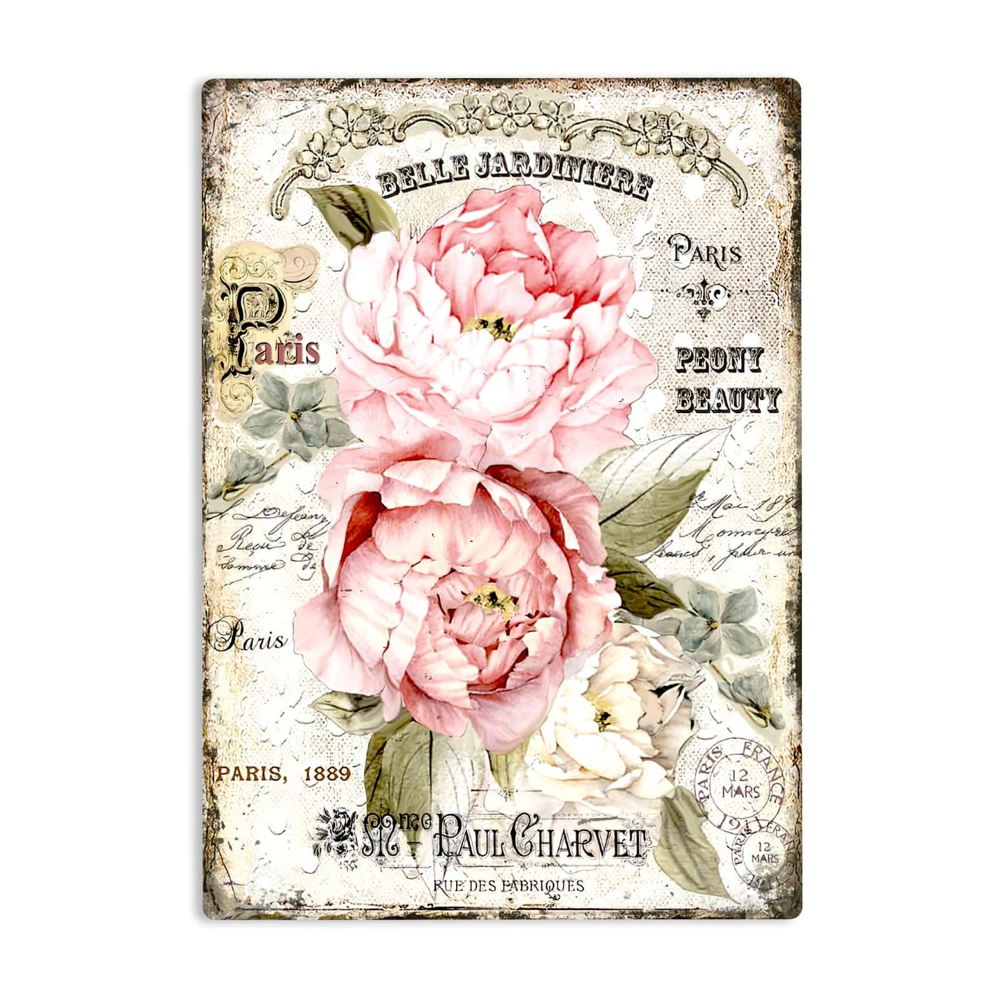 Flowers Vintage French Metal Sign