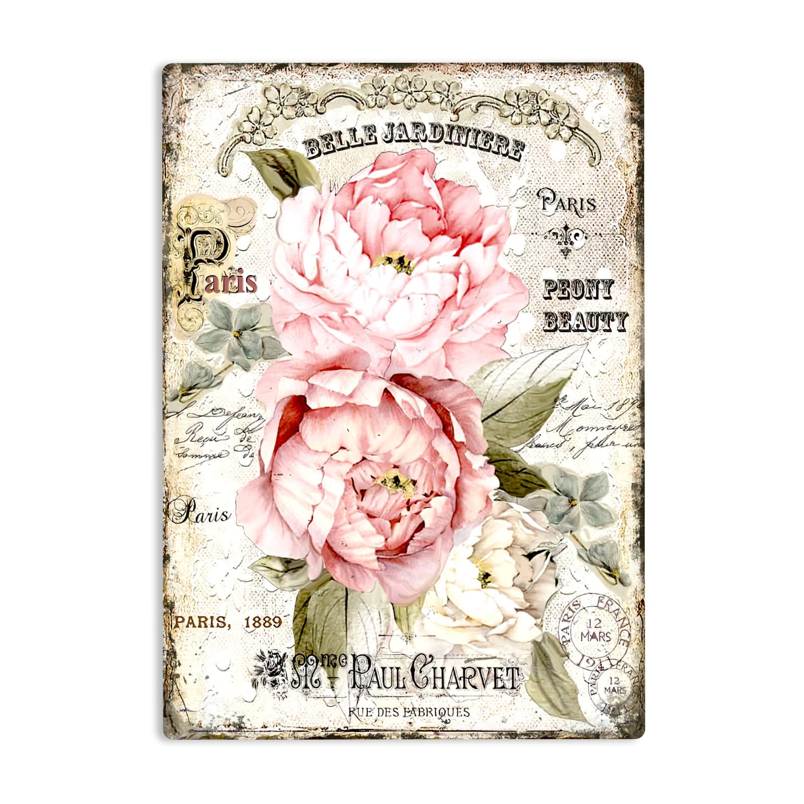 Flowers Vintage French Metal Sign