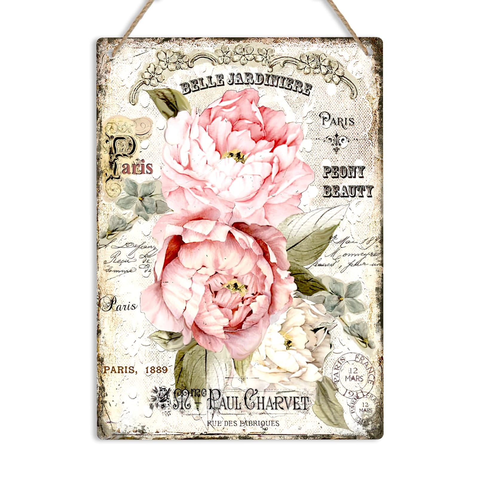 Flowers Vintage French Metal Sign