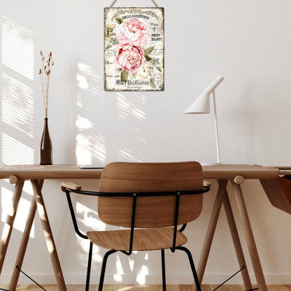 Flowers Vintage French Metal Sign