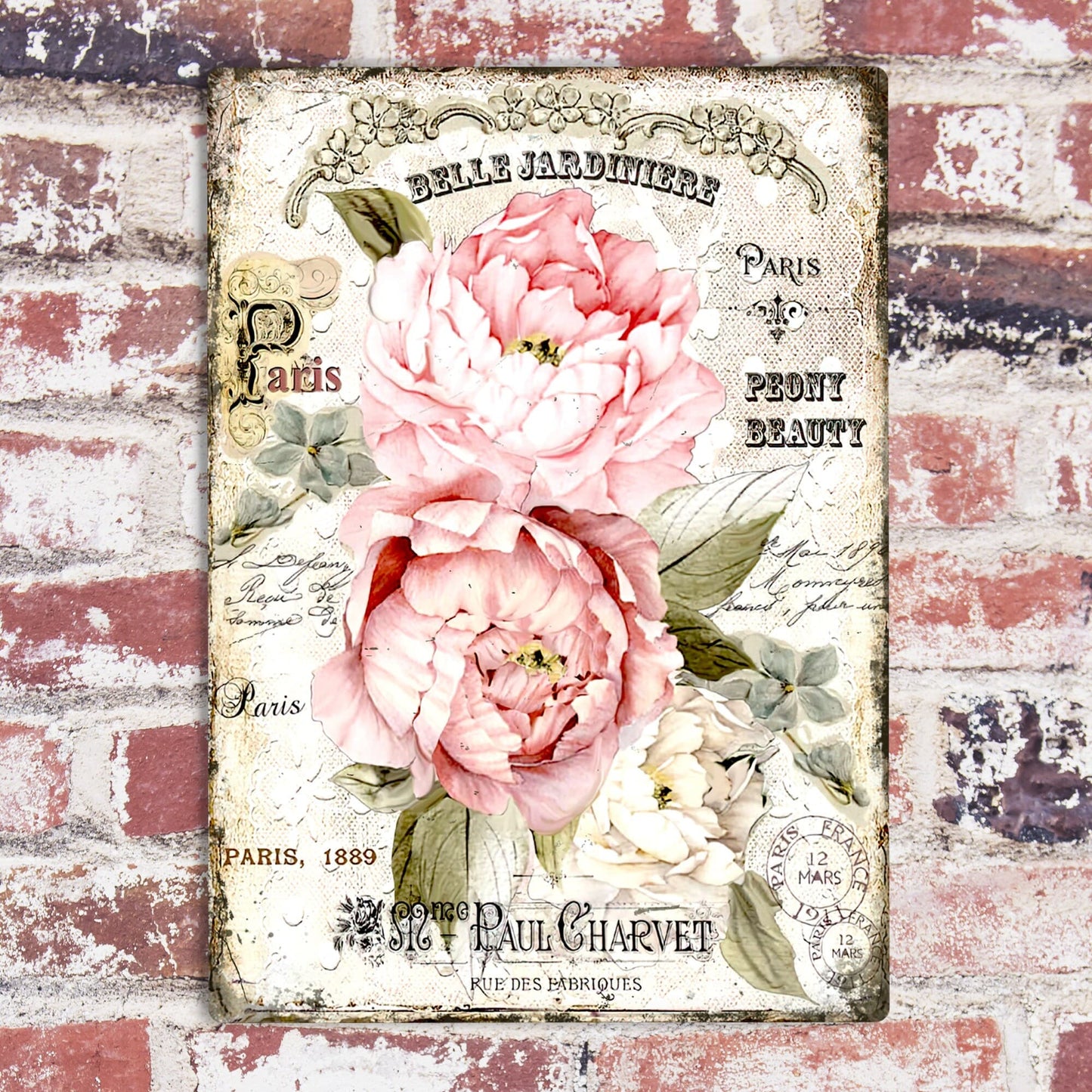 Flowers Vintage French Metal Sign