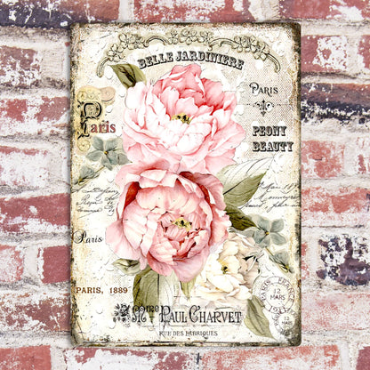 Flowers Vintage French Metal Sign