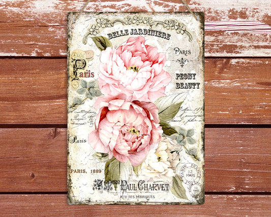 Flowers Vintage French Metal Sign