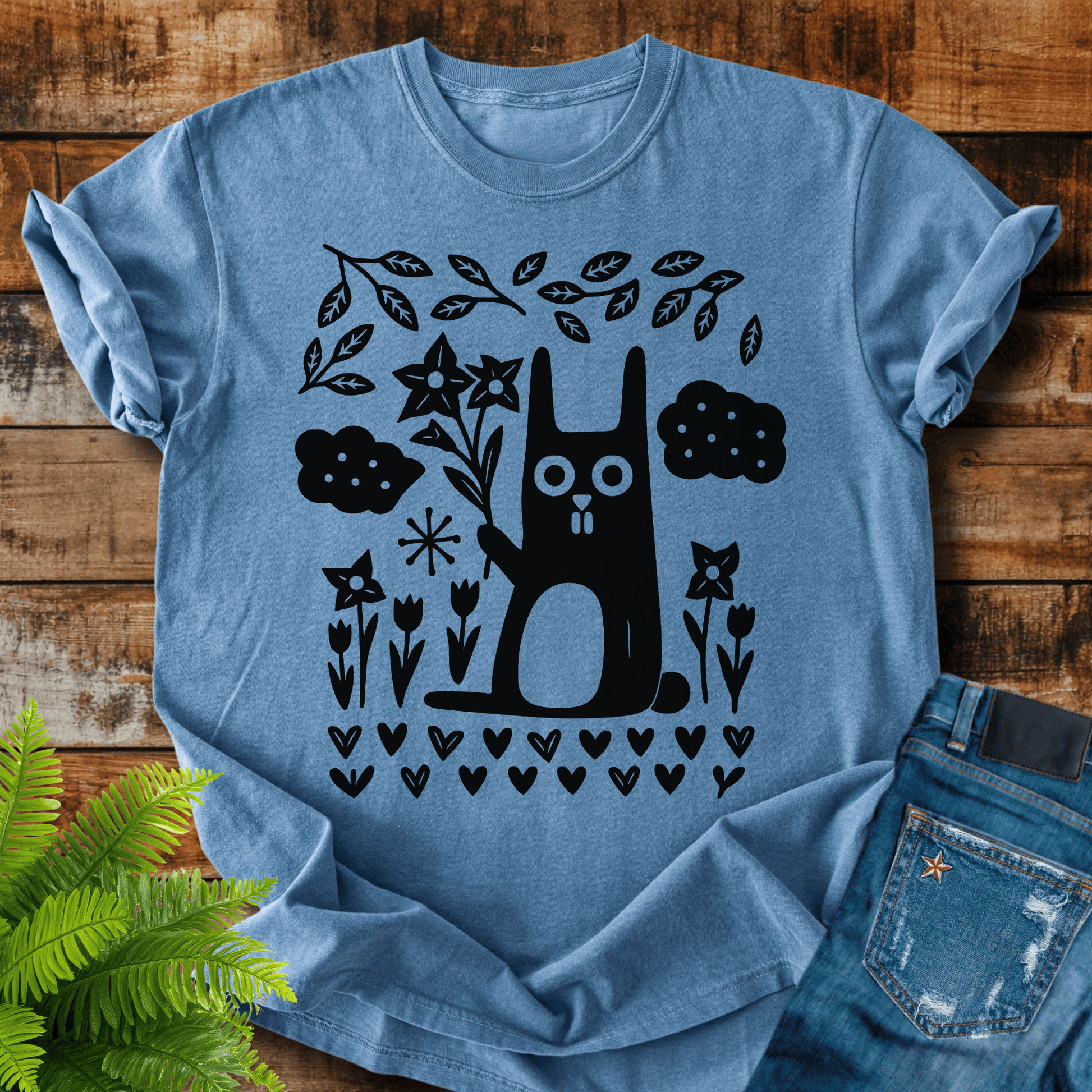 Folk Art Cat T-shirt
