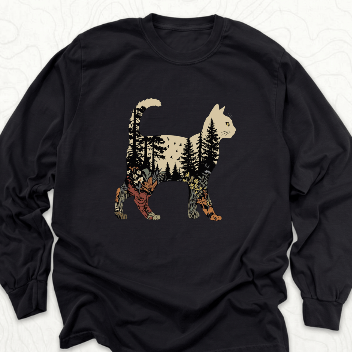 Forest Cat Silhouette LS T-shirt