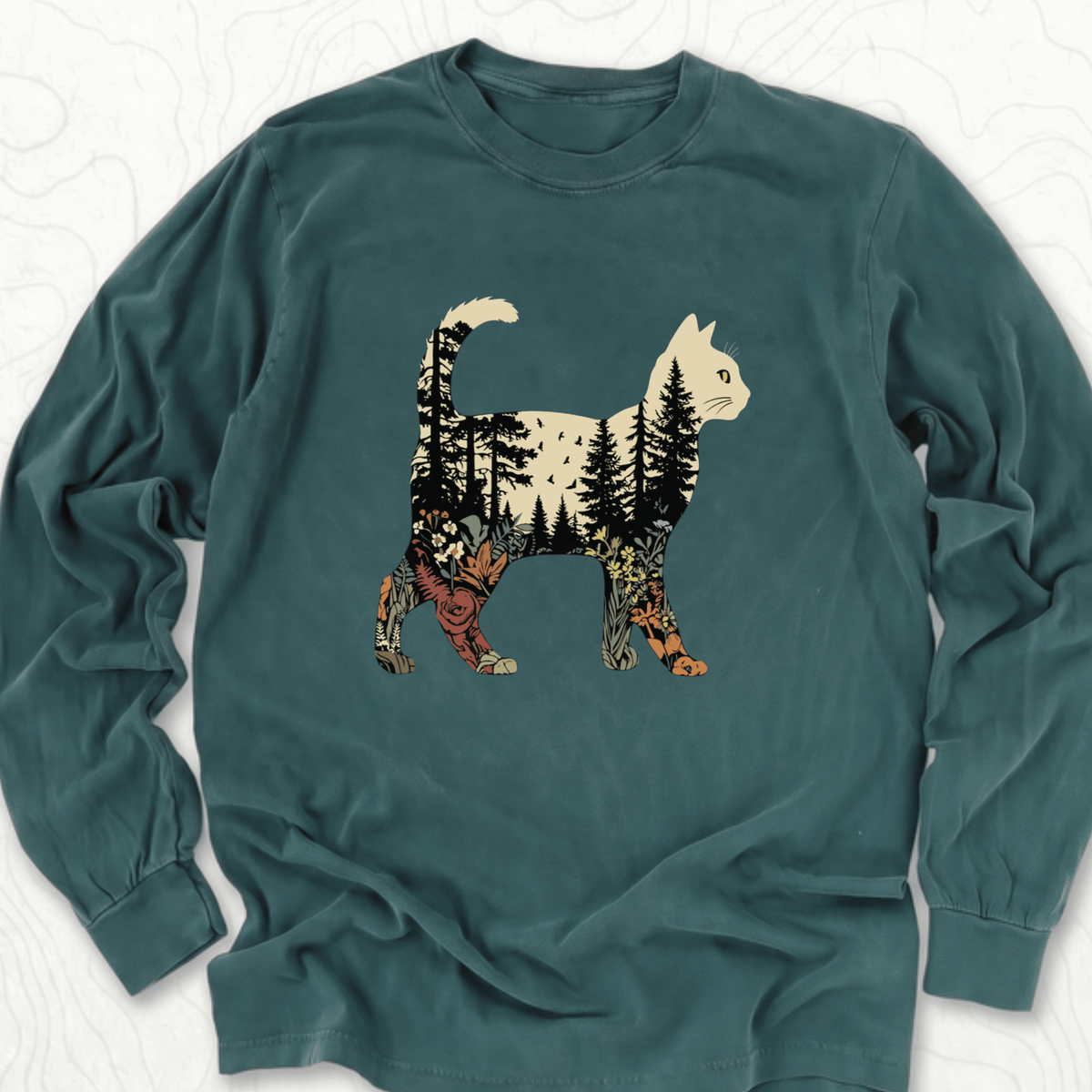 Forest Cat Silhouette LS T-shirt