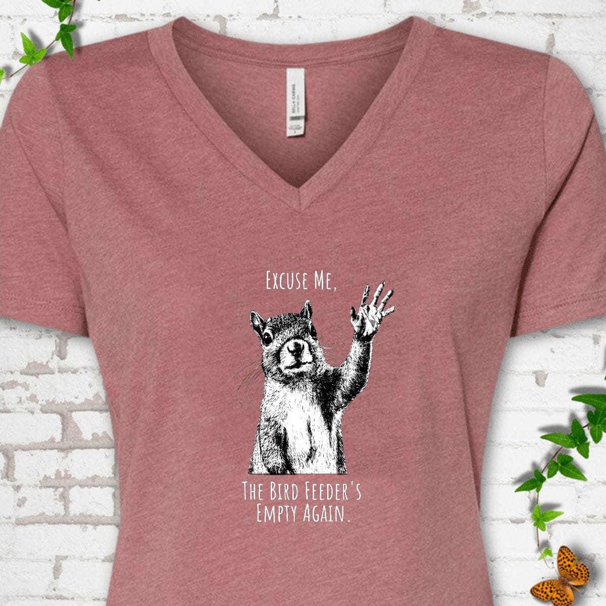 Funny Squirrel Bird Feeder V-Neck T-Shirt