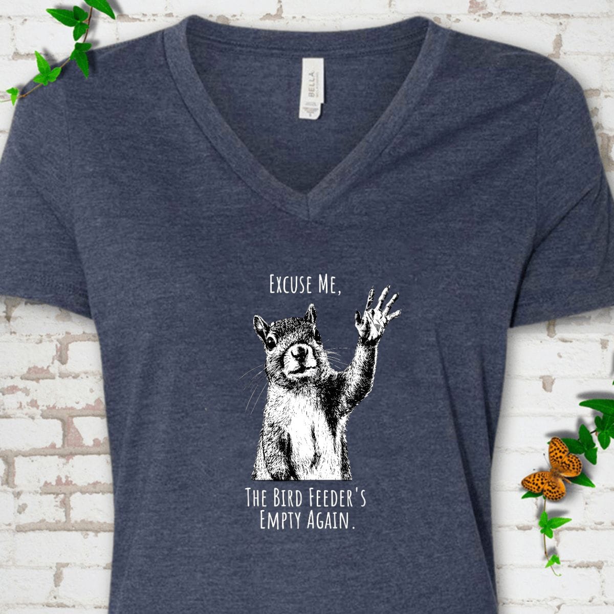 Funny Squirrel Bird Feeder V-Neck T-Shirt