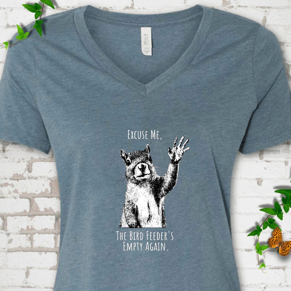 Funny Squirrel Bird Feeder V-Neck T-Shirt